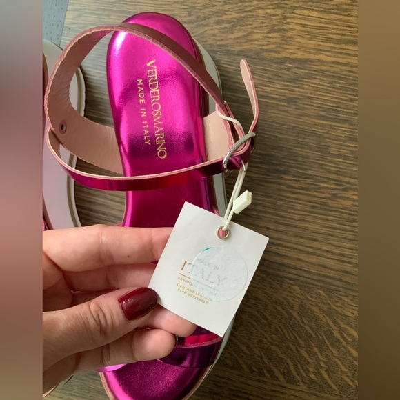 VERDEROSMARINO Barbiecore Metallic Pink Ankle Strap Leather Sandals Women’s SZ 8 - Picture 3 of 15